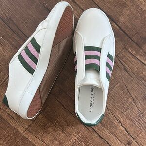 London Fog White and Pink Slip-On Sneakers